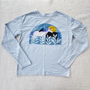 Hanna Andersson Girl's Light Blue Horse Graphic Tee VGUC 12